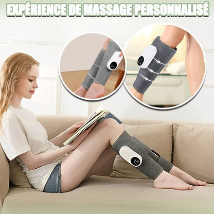 Appareil de massage au mollet en lisant sur sofa
