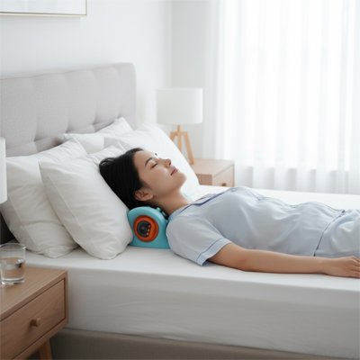 Masseur cervical femme au lit