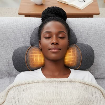 Masseur cervical femme de couleur noire couchée
