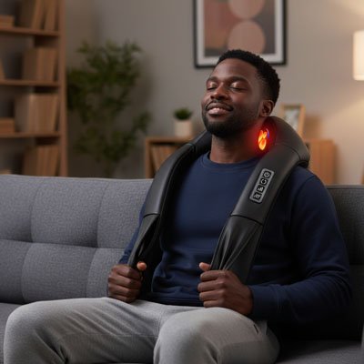 Masseur cervical homme assis sofa