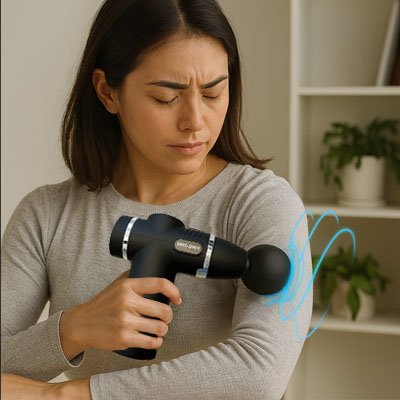 Pistolet de massage sur vêtement