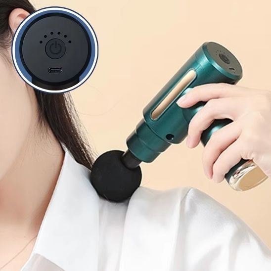 Pistolet de massage vert dans cou avec pastille