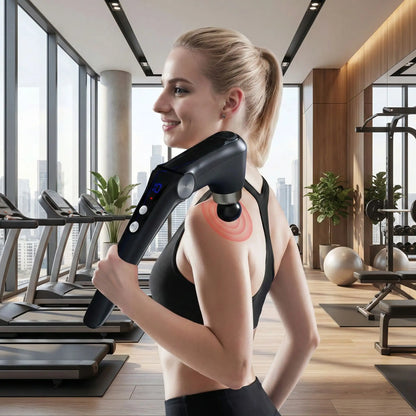 pistolet massage femme qui masse épaule