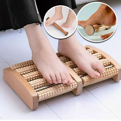 Rouleau de massage en bois à 2 section de face