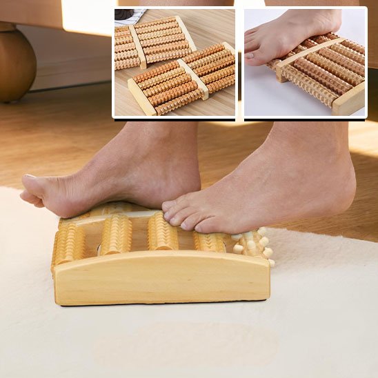 Rouleau de massage en bois à 2 sections de côté démonstration