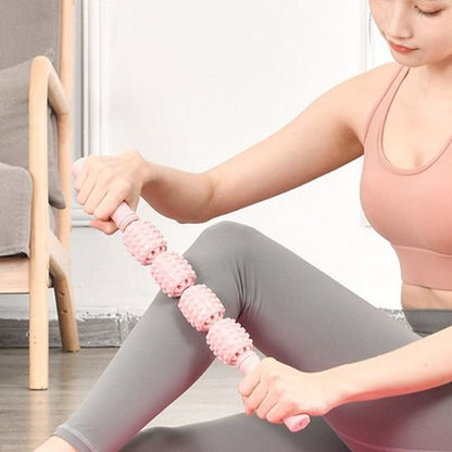 rouleau de massage rose haut du tibia