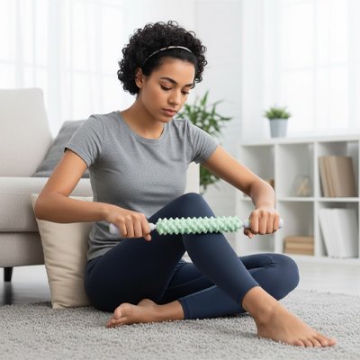 Rouleau de massage tibia assis au salon